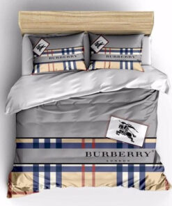 Burberry Logo Luxury Classic Bedding Sets Duvet Cover Bedroom Luxury Brand Bedding Bedroom
