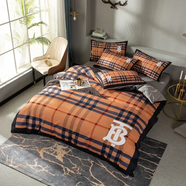 Burberry Orange Logo Type 1198 Bedding Sets Covers Blankets Premium Fashion Brand Bed  Hyperbeast Bedroom Sheets Luxury Ideas Duvet