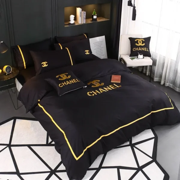Chanel Black Luxury Brand High-End Bedding Sets, For Home Best Luxury Bedding Sets