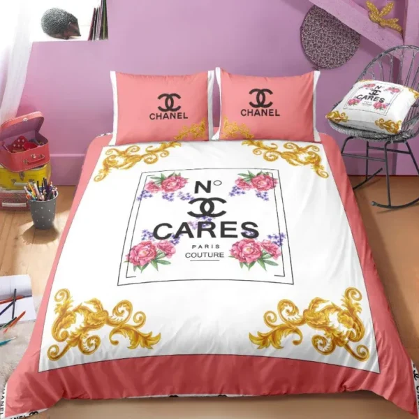 Chanel Flowers Luxury Fashion Brand Bedding Sets Duvet Cover Set Best Luxury Bedding Sets