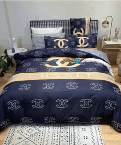 Chanel Gold and Navy Bedding Set