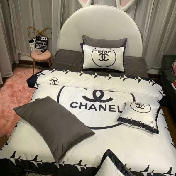 Chanel Logo in White Background Bedding Set