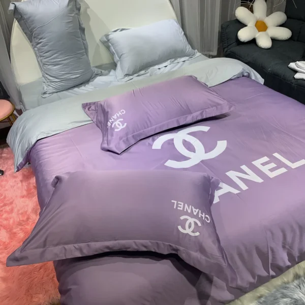 Chanel Violet Bedding 3D Printed Bedding Sets Quilt Sets Duvet Cover Luxury Brand Bedding Decor Bedroom Sets Best Luxury Bedding Sets