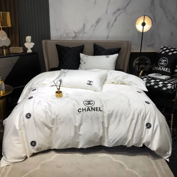 Chanel White Luxury Brand High-End Bedding Sets, For Home Best Luxury Bedding Sets
