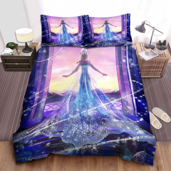 Disney Frozen Elsa In Gorgeous Snowflake Dress Let It Go Bed Sheets Duvet Cover Bedding Sets