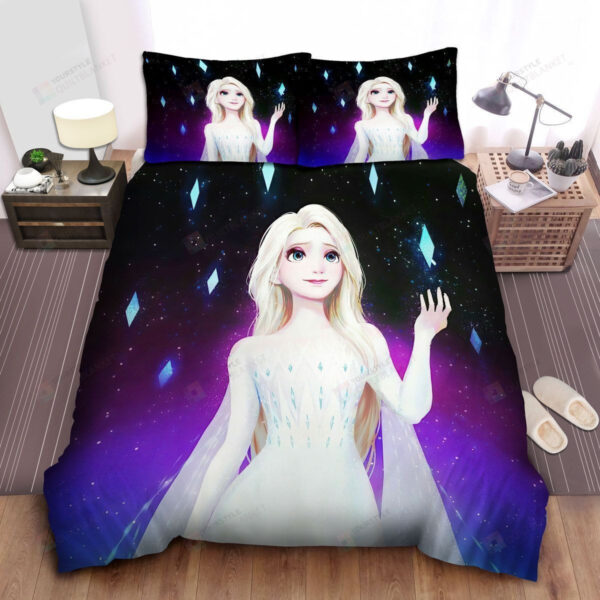 Disney Frozen Elsa In White Dress Digital Illustration Bed Sheets Spread Comforter Duvet Cover Bedding Sets
