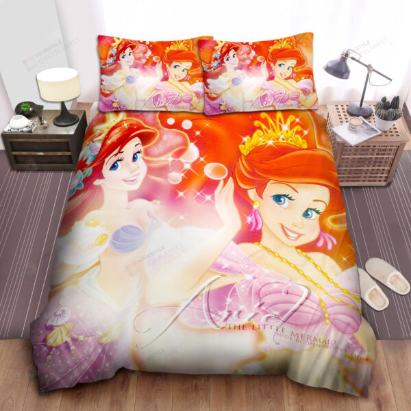 Disney Princess Ariel In Luxury Pink Dress Bed Sheet Spread Comforter Duvet Cover Bedding Sets
