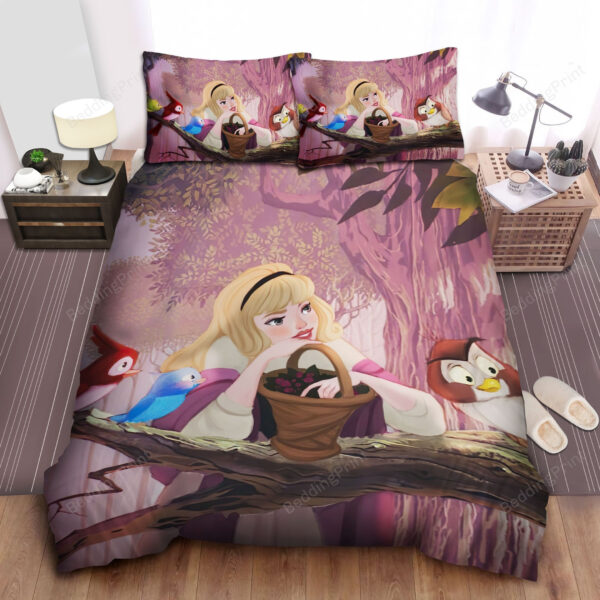 Disney Princess Aurora And The Birds Bed Sheet Duvet Cover Bedding Sets