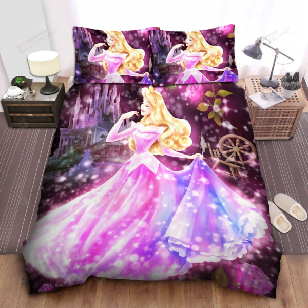 Disney Princess Aurora Sparkling In Pink Dress Bed Sheet Spread Comforter Duvet Cover Bedding Sets