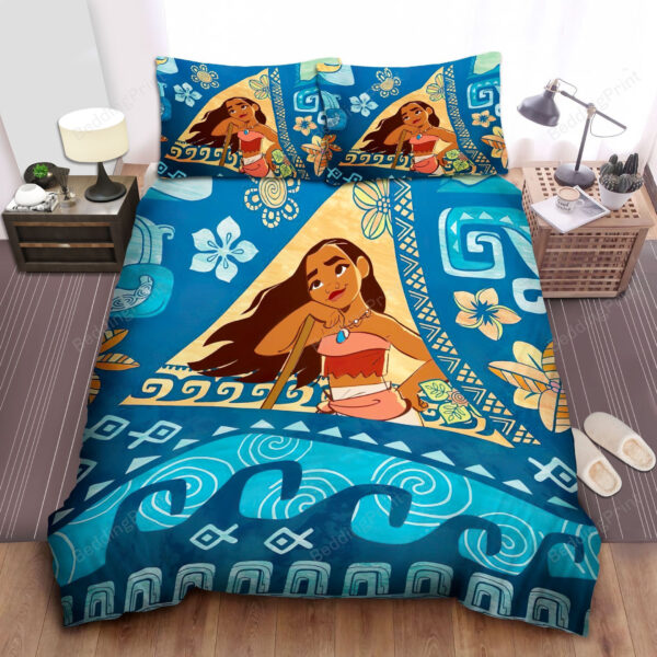 Disney Princess Moana Among Waves Vector Bed Sheet Duvet Cover Bedding Sets