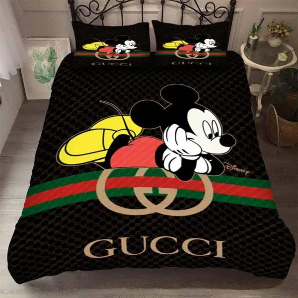 Gucci Mickey Mouse Luxury Brand High-End Bedding Sets Disney Gifts, For Home Best Luxury Bedding Sets