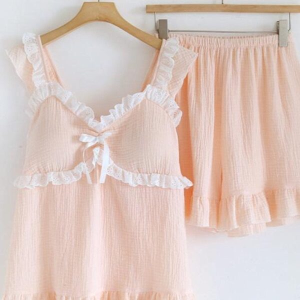 Alternative view of Sweet Ruffle Shorts Pajama Set / Pink