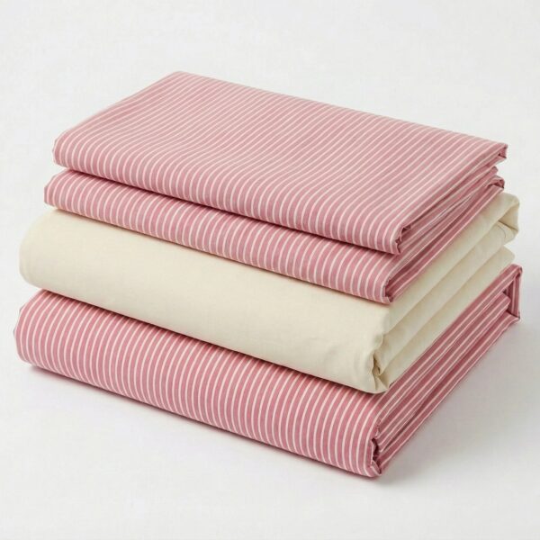 Alternative view of Thin Striped Bedding Set / Red