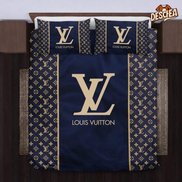 Navy Louis Vuitton Bed Sheets Spread Comforter Duvet Cover Bedding Setss